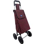 Eagle London 4 Wheel Folding Shopping Trolley Black Frame Shopping Cart Grocery Bag (Star/Dots Print) (Pink Dots)