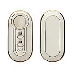 kwmobile Key Cover Compatible with Fiat Lancia 3 Button Car Flip Key - Car Key Fob Case Protector - White/Gold