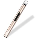 REIDEA Electronic Candle Lighter Arc Windproof Flameless USB Rechargeable Lighter with Safe Button for Home Kitchen Gold