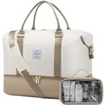 LOVEVOOK Travel Bag, Weekend Bags for Women, Large Carry On Holdall Bag for Hospital Maternity, Overnight Duffel with Toiletry Bag, Waterproof Gym Bag with Shoe Compartment, Khaki