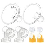 Maymom MyFit Flange Set, Two-Piece Breast Shield (24mm Medium) Connector Valve Membrane Compatible with Medela Breast Pumps (Pump in Style Advanced, Lactina, Symphony) Not Original Medela Pump Parts