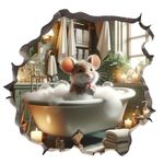 Normals Cute Mouse Stickers (Combo Pack Of 2) Pvc Vinyl 3D Wall Sticker Mouse, Cute Cartoon Mural Decoration Living Room, Kids Room, Baby Room, Nursery, Multicolor, Self-Adhesive, Wall, 0.1 Cms