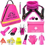 GETLMUL Pink Car Emergency Kit, Premium Roadside Emergency Car Accessories Kit with Jumper Cables, Flashlight, Shovel, Screwdriver Set