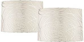 Off-White Silver Circles Drum Shades 15x16x11 (Spider) Set of 2 - Springcrest