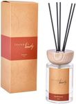 Tranquil Beauty Reed Diffusers for Home - 5 Fragrance Sticks with Gardenia Scent - Hint of Dark Vanilla, Amber, Wood & Bourbon - Room Air Fresheners with Glass Bottle and Wooden Lid (2.3"x4.3")