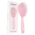 Crave Naturals FLEX DMC Detangling Brush for Natural Textured Hair - Flexible Hair Brush Detangler for Curly, Frizzy, Thick Hair - ROUND (Plastic)