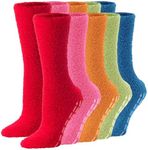 Bright Fuzzy Socks Ultra Soft Womens 6-pack Solid Colors By DEBRA WEITZNER, Solid, 9 - 11