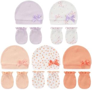 falianni Cute Baby Girl Hats Mittens Set 10-Pack New Born Boy Caps Gloves Suit 0-6 Months Infant Accessories Purple