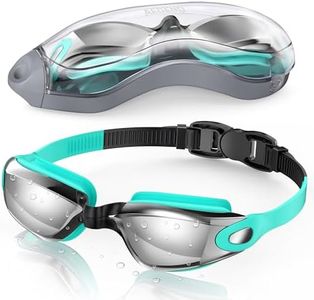 Aegend Swim Goggles, Swimming Goggles No Leaking Full Protection Adult Men Women Youth, Light-blue Silver