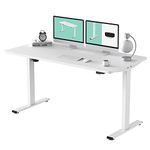 FLEXISPOT EC1 Electric White Standing Desk Whole Piece 55 x 28 Inch Desktop Adjustable Height Desk Home Office Computer Workstation Stand up Desk (White Frame + 55" White Top)