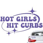 Jiayaus Car Stickers, HOT Girls HIT CURBS Car Sticker, Funny Car Stickers for Fashionable Ladies Driver, Weatherproof Cute Car Stickers (Purple)