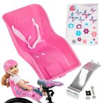 Ride Along Dolly Doll Bike Seat with Decorate Yourself Decals (Fits American Girl and Standard Sized Dolls and Stuffed Animals) Pink