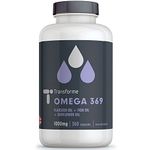 Transforme Omega 3 6 9 Fish Oil 1000mg 360 Capsules, Fish, Flaxseed & Sunflower Seed Oils, EPA, DHA, ALA, LA, Oleic Acid, Gluten Free