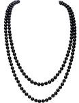 BABEYOND® Art Deco Fashion Faux Pearls Flapper Beads Cluster Long Pearl Necklace 59 inch (Black, 59)