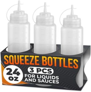 3-Pack Plastic Condiment Squeeze Bottles 24oz – Refillable Squirt Bottles with Narrow Tip, Leak-Resistant | Great for Oil, Sauces, Ketchup, Mayonnaise, Syrup, Dressing, BBQ Stations & Catering Use