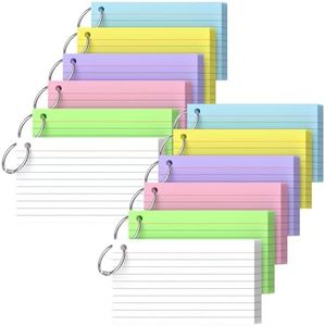 Ciphyfee Index Cards 3x5 Inch With Ring, 600 Count, Ruled White Colored Index Card, 180GSM Flash Cards College Ruled for Students, Teachers, Study Note Card for Office, Home, School, Office