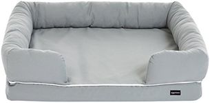 Amazon Basics Medium Pet Dog Sofa Bolster Lounger Bed - 36 x 29 x 9 Inches, Grey