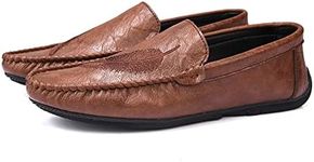 GEXECEUSS Men's Loafers Lightweight Driving Shoes Slip On Casual Penny Loafers Moccasin Flats Boat Shoes Anti-Slip Walking Shoes, 804brown, 9.5