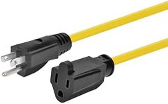 Monoprice Outdoor Extension Cord - 50 Feet - Yellow | NEMA 5-15P to NEMA 5-15R, 14AWG, 15A, SJTW, for Computers, Monitors, Scanners, Printers