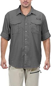 Little Donkey Andy Men's UPF 50+ UV Protection Shirt, Long Sleeve Fishing Shirt, Breathable and Fast Dry Gray XXXL