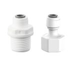 Qrity RO Water Filter Fitting, 1/4" Water Filter Quick Connector to 1/2" Male Thread/Female Thread Straight Connector, Push-in Hose Connectors for Water Purifiers, Drinking Fountains, Filters