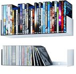 Livzing 24-Inches Heavy Metal Book Shelf for Home, U Shape Wall Mount Shelf, Floating Books Rack, CD DVD Storage Display Racks, Multipurpose Wall Mounted Bookcase Shelf-(Set of 2,White)