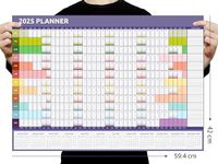 2025 Wall Planner Calendar A2 Size (59.4cm x 42cm) Full Year to View Calendar For Home Office Work School (Rainbow)