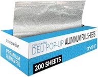 200 Count Pre-Cut Deli Aluminum Foil Sheets, 12” Pop Up Foil Sheets for Restaurant, Disposable Foil Sheets for Food, Tin Foil Sheets for Burrito, Hot Dog or Sandwich, Stock Your Home