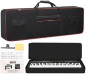 MUINS 88 Key Keyboard Case,large digital piano Keyboard carrying travel case Gig bag,thickened cotton waterproof foldable 600D Oxford cloth,Music Page Holder & Keyboard Stickers(88 Key Bag, Large)