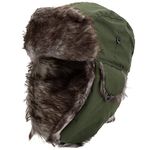 NONMON Unisex Winter Trapper Hat, Men Women Ushanka Tropper Trapper Aviator Hat with Ear Flaps, Warm Faux Fur Bomber Hat, Waterproof Snowproof Windproof Hunting Hat for Outdoor Skiing Skating - Green