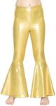 STRETCH IS COMFORT Girl's Bell Bottom Leggings Mystique Gold Large