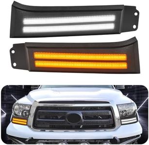 LED Daytime Running Lights For 2007-2013 Toyota Tundra /08-13 Sequoia LED DRL W/Amber Turn Signals LED Headlight Guard Tundra Headlight Assemblies (for Tundra 07-13 DRL)