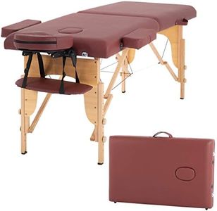 BestMassage Massage Table Portable Massage Bed Lash Bed 2 Fold SPA Table 24inch Wide Adjustable Salon Bed with Non-Woven Bag for Spa Footmassage Facial CareSpa Tattoo,Burgundy