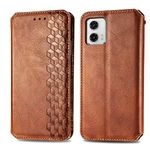 Dfjhure Motorola Moto G54 Case Flip Phone Case Premium PU Leather Wallet Case Cover Shockproof Magnetic Protective with Credit Card Slot View Stand Cover for Motorola Moto G54,Brown