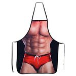 GOTH Perhk Funny Novelty Sexy Apron, Muscle Man Cooking Apron Kitchen Cooking BBQ Party MuscleNerd Adult Apron Gifts for Men Women (Red)