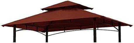 Grill Gazebo Replacement Canopy Roof – Hugline 5x8 Outdoor Grill Shelter Canopy Top Double Tiered BBQ Tent Cover Fit for Model L-GG001PST-F (Burgundy)