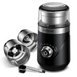 SHARDOR Adjustable Coffee Grinder Electric, Automatic Spice Grinder, Coffee Bean Grinder, Herb Grinder, Espresso Grinder with 2 Removable Stainless Steel Wet and Dry Bowls, Black