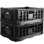 QTJH Collapsible Storage Bin Containe，52 Liter Transferheavy duty plastic storage box,milk crates heavy duty Transit storage of various items black (2)