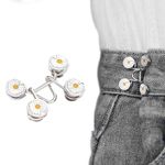 MR Sales Jeans Adjustable Button pins, Waist Buckle for Loose Jeans Pants, No Sewing Required Instant Button for Pants, Pearl Detachable Instant Jeans Button Pins (1, Flower)