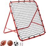 Hibtn Football Training Net Rebounder Net Soccer Kickback Target Goal Pro for Children Kids Play Teaching Ball Portable Adjustable Net Door Red