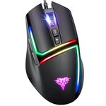 BENGOO M4 Wired Gaming Mouse, 8000 DPI USB Computer Mouse Mice with 6 Rainbow Backlit Modes, 7 Programmable Buttons, 6 Adjustable DPI, Ergonomic RGB Optical Gamer Mice for Windows PC Mac Laptop