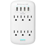 Monster Wall Tap Plug 6-Outlet Extender with Outlet Surge Protector for Home, Travel, Office, Home Appliances, Computers, and Smart Phone Devices – 4 USB Ports, 980J, and ETL Listed