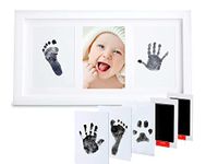 PewinGo Baby Hand and Footprint Kit,Inkless Baby Handprint Kit with 2 Safe Clean-Touch Ink Pads and a Wooden Baby Picture Frames for Newborn,Baby Gifts for New Parent,Grandparent,Baby Shower