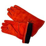 1 x Welding Gloves Long Leather Gauntlets Heat Resistant Lined MIG ARC Welders Protective Welders Gloves with flexible leather Can be used for gardening