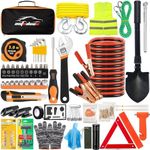 AUTODECO 82Pcs Roadside Emergency Car Kit - Auto Safety Kit Emergency Kit Assistance Kit with Car Safety Hammer for Man and Woman