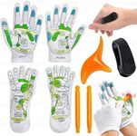 VIVUE Acupressure Reflexology Socks and Gloves Tool Set | Hand Spa And Foot Massage Sock with Massage Rod Foot Point Complete Illustration for Women and Men Tired Relieve