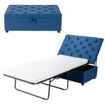 Multigot 2-in-1 Folding Sofa Bed with Mattress, Convertible Lounge Sofa Ottoman, Space-Saving Modern Guest Bed for Bedroom Living Room Office (Blue)