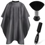 NICEMOVIC Hair Cutting Barber Cape with Neck Duster Brush and Barber Brush, Professional Barber Accessories Cleaning Supplies for Salon Haircut Styling (Black Stripe), Black, Standard