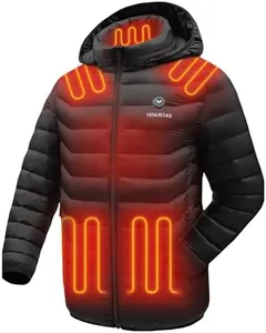 Venustas Heated Jacket with Battery Pack 7.4V (Unisex), Heated Coat for Women and Men with Detachable Hood
