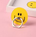 KolorFish Universal Funky Mobile Phone Ring Grip Holder Stand 360 Degree Rotation with Finger Ring for All Mobile Phone and Tablet (Smiley Yellow R178)